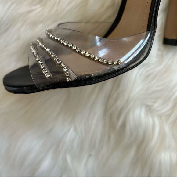 Schutz Sandal Heels Rowenah Black Crystal Embellishment Size 7.5 Rhinestone - Picture 10 of 13